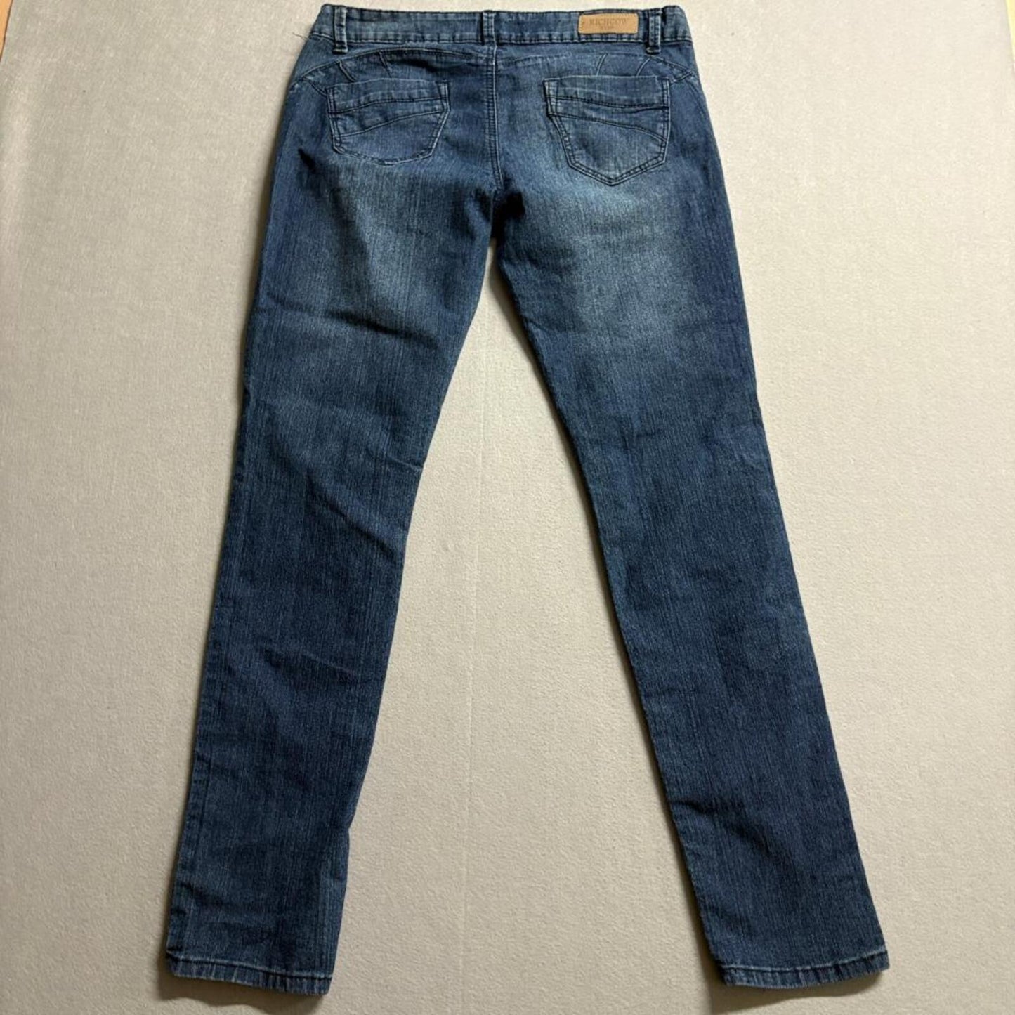 Richcow Jeans Womens Size 13 Blue Distressed Stretch Denim Skinny Leg Pants