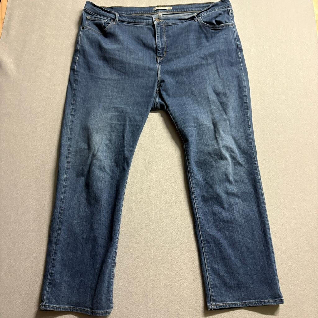 Levis 724 High Rise Straight Jeans Womens 22W Blue Denim Stretch Waterless