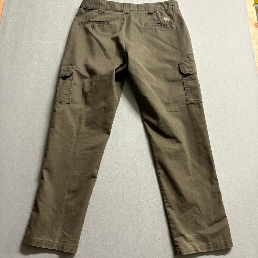 Dickies Flex Mens Cargo Pants 36x32 Green Brown Workwear Utility Trousers