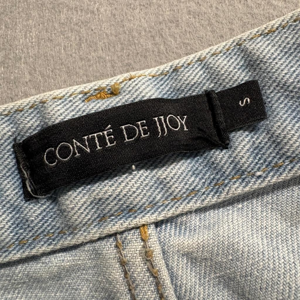 Conte De Jjoy Distressed Wide Leg Jeans Womens Size S Light Wash Denim Ripped