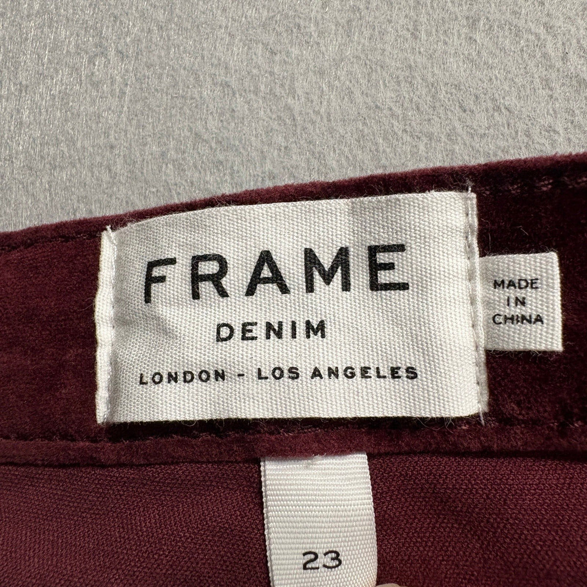 Frame Denim Le High Skinny Velvet Pants Womens 23 Burgundy Pinot Red Corduroy