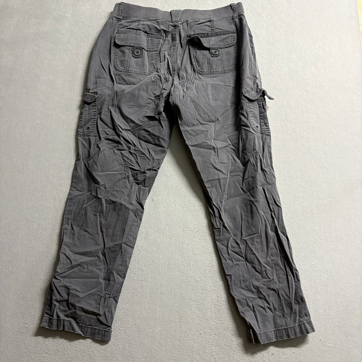 Gloria Vanderbilt Cargo Pants Womens 10 Gray Khaki Unltd Roll Tab Cotton Stretch