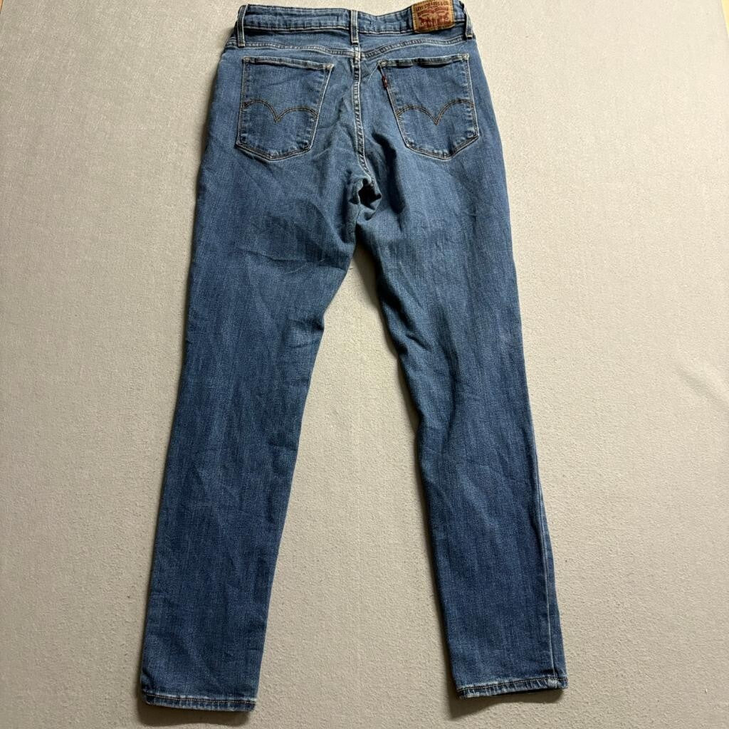 Levi's 721 High Rise Skinny Jeans Womens Size 31 Distressed Ripped Blue Denim