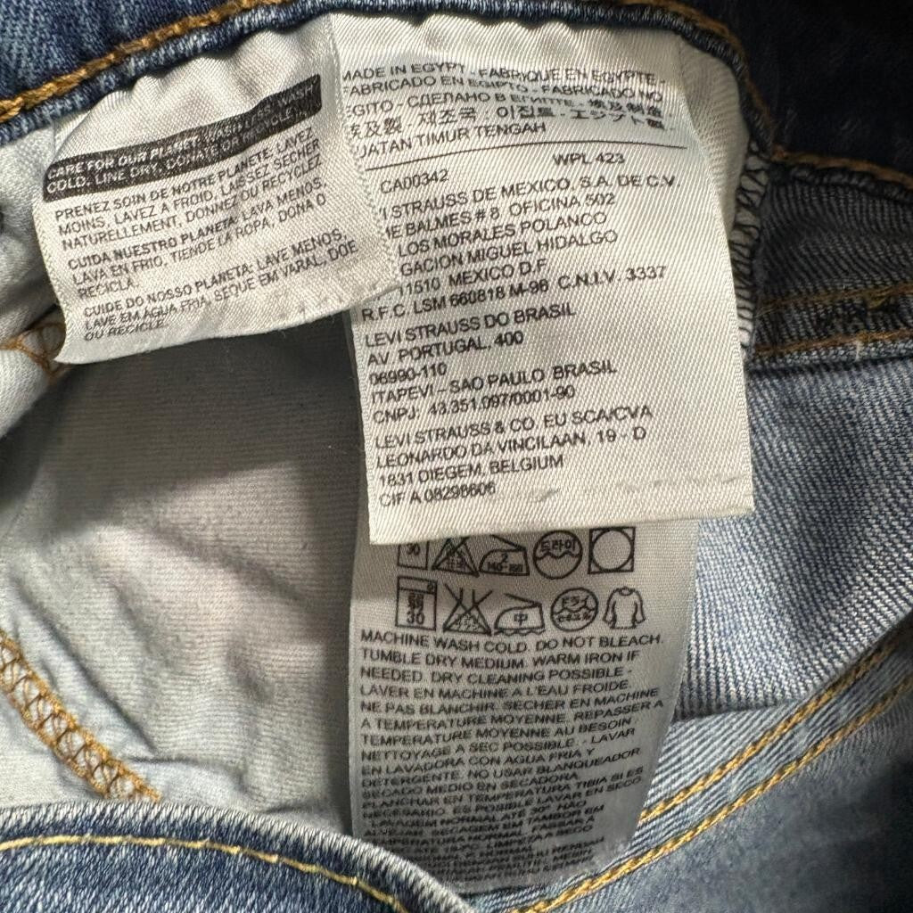 Levis 511 Slim Jeans Mens 30x30 Blue Denim Distressed Faded Workwear