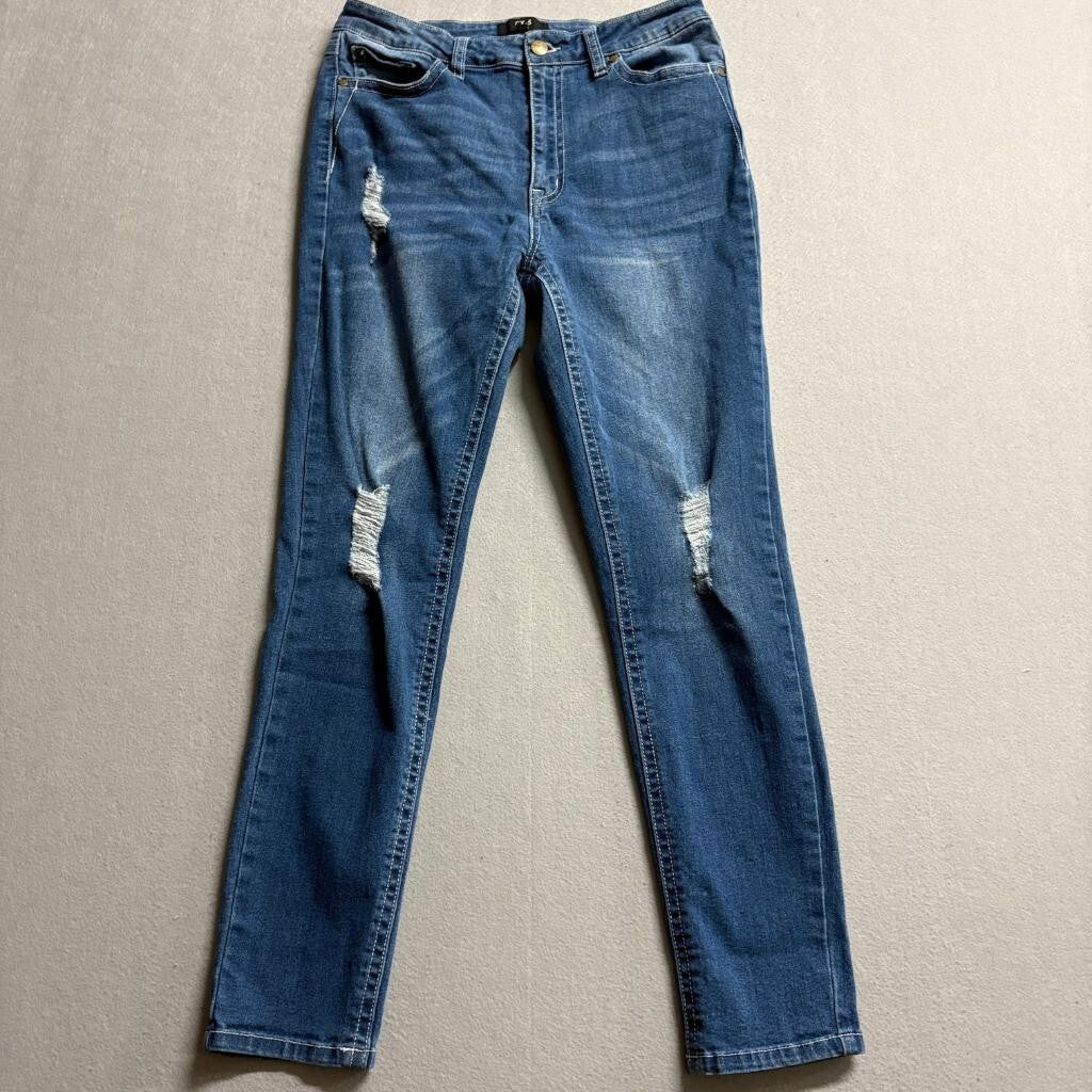 CX-5 Create Distressed Skinny Jeans Womens Size 11 Blue Denim Flap Pocket