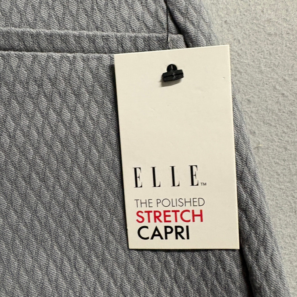 Elle The Polished Stretch Capri Pants Womens Small Gray Diamond Pattern Pull On