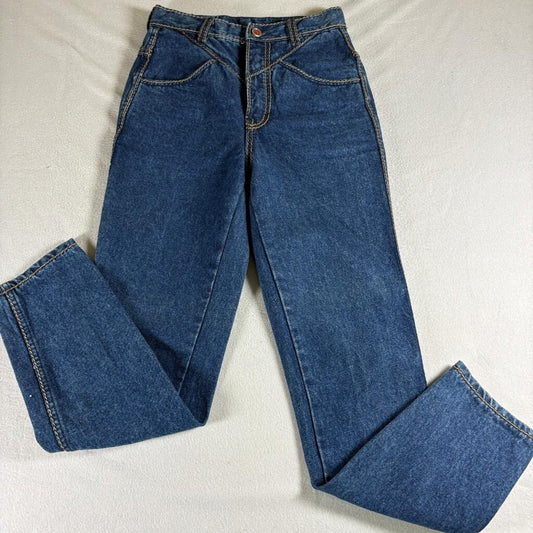 Vintage Jeanjer Jeans Womens 7/8 High Rise Western Yoke Tapered Leg Denim Blue