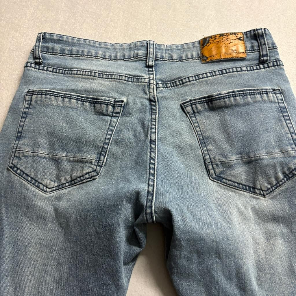 Smith & Mills Denim Mens Jeans 32x32 Blue Stretch Slim Straight Cotton Blend