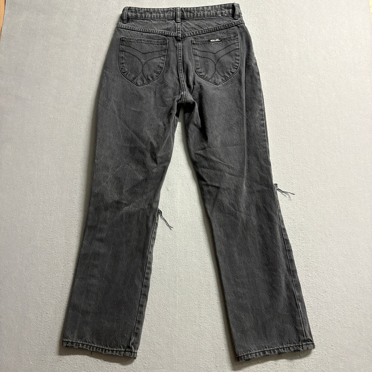Rolla's Original High Rise Straight Jeans Womens Size 27 Distressed Black Denim