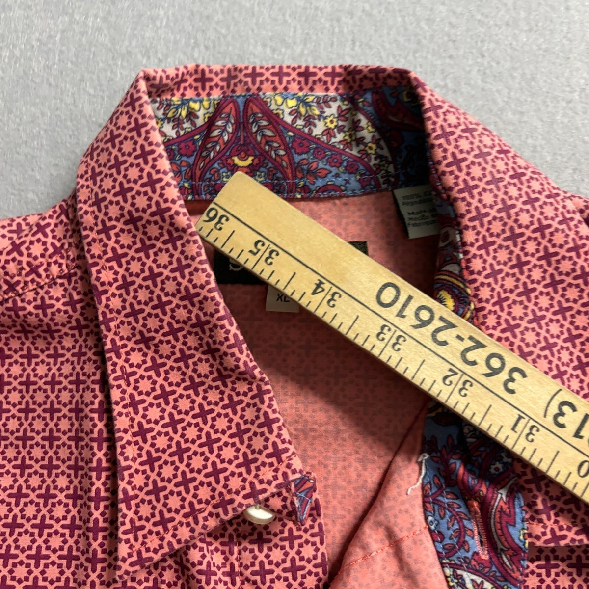 Stetson Western Shirt Mens XL Pink Purple Geometric Pearl Snap Long Sleeve