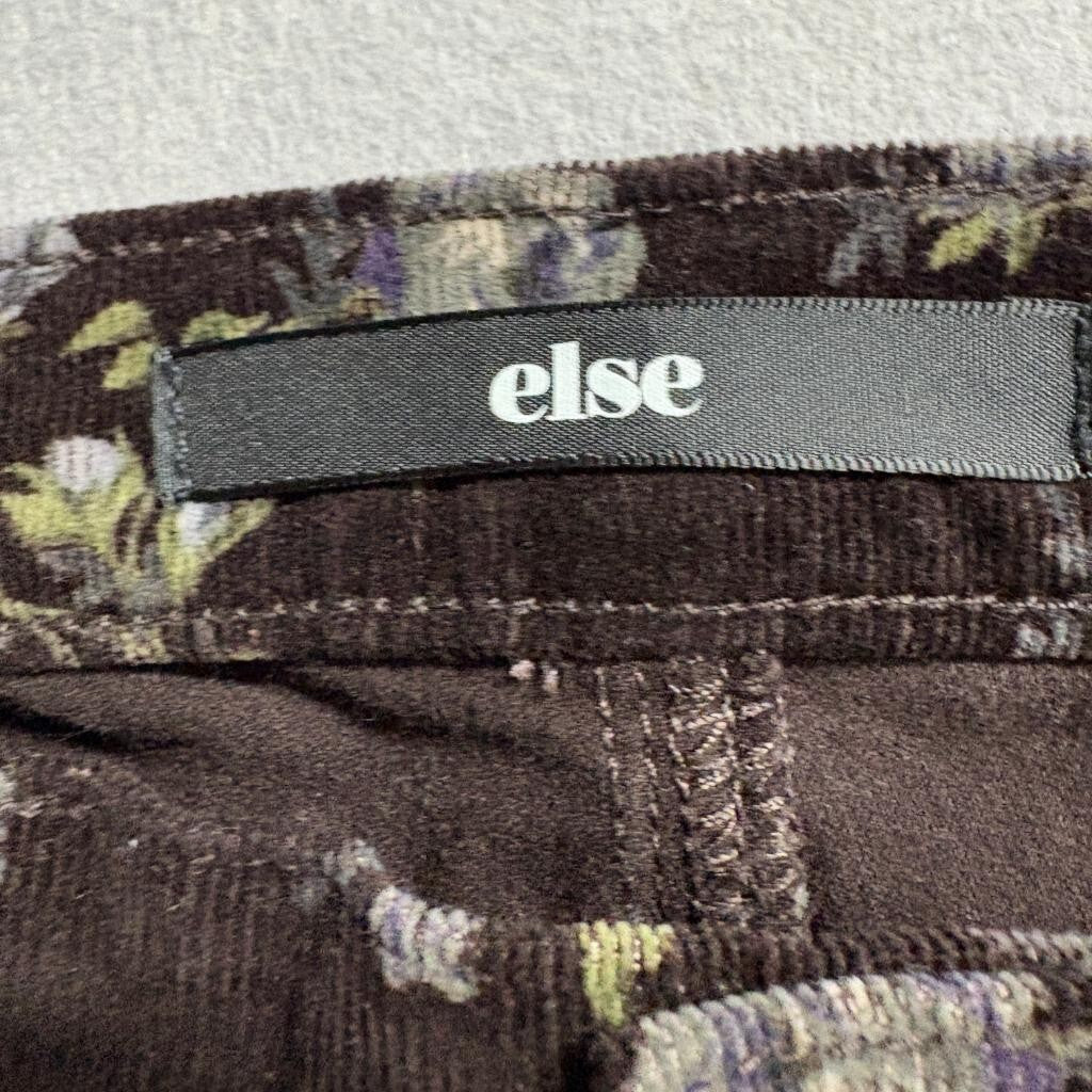 Else Floral Corduroy Skinny Pants Womens Size 28 Brown Rose Print Stretch