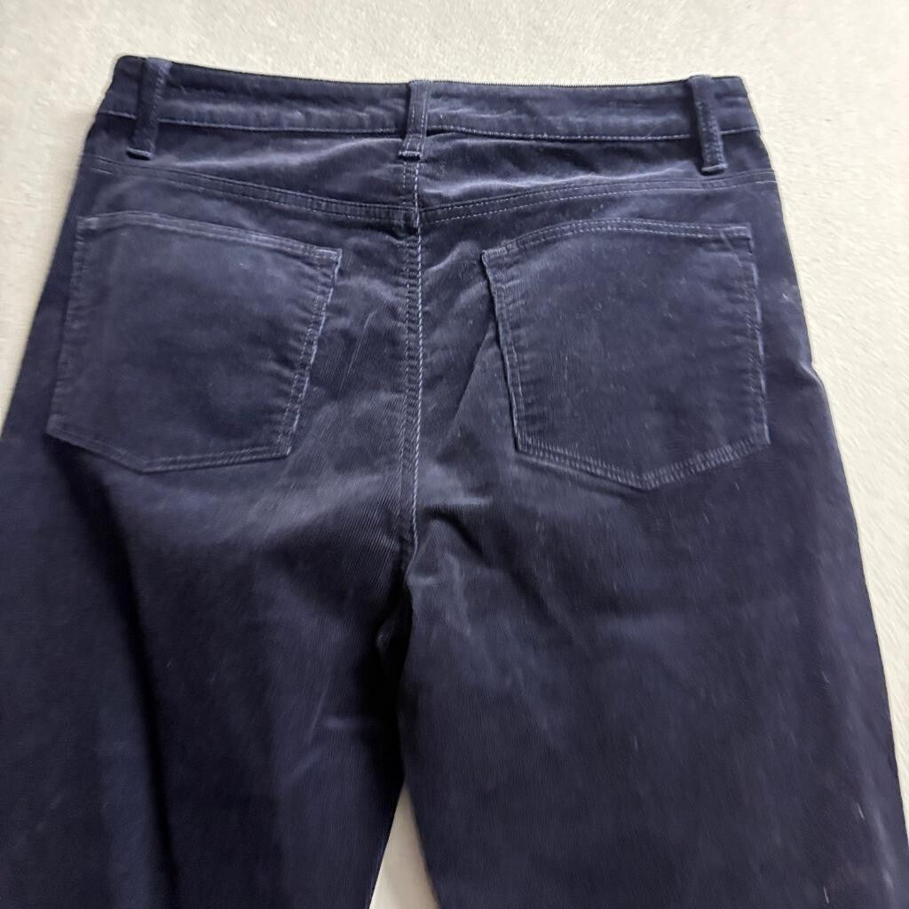 Talbots Corduroy Pants Womens 8 High Waist Straight Leg Navy Blue Stretch