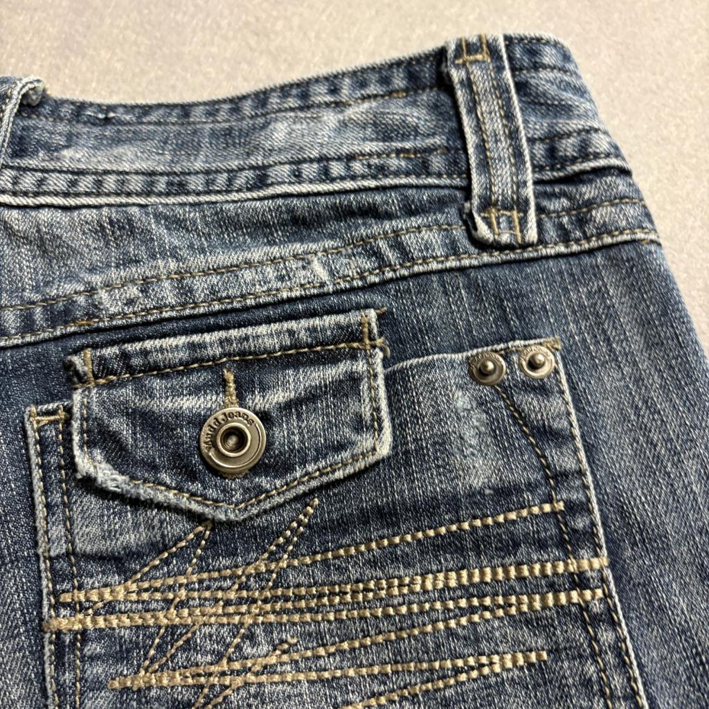 Mudd Jeans Womens Size 3 Blue Denim Low Rise Bootcut Embroidered Pockets Y2K