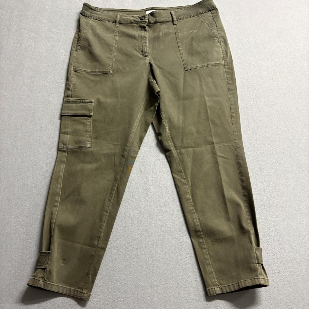 J. Jill Women's Size 16 Petite Green Cotton Stretch Utility Cargo Pants Ankle