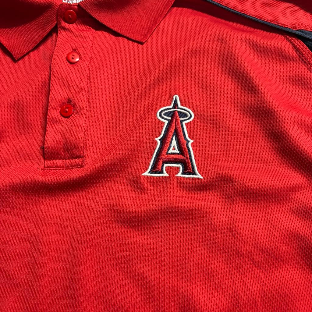 Los Angeles Angels Majestic Polo Shirt Mens 4XT Red Navy Blue MLB Embroidered