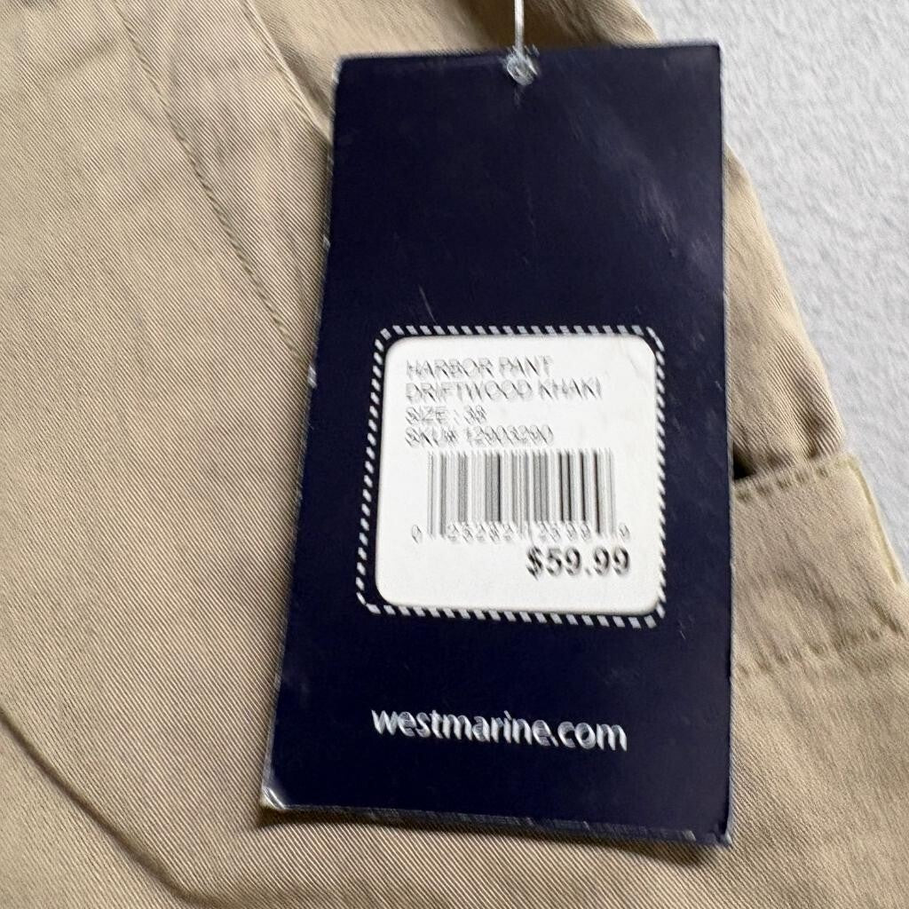 West Marine Harbor Pant Mens 38 Driftwood Khaki Cotton Blend Stretch Chino Pants