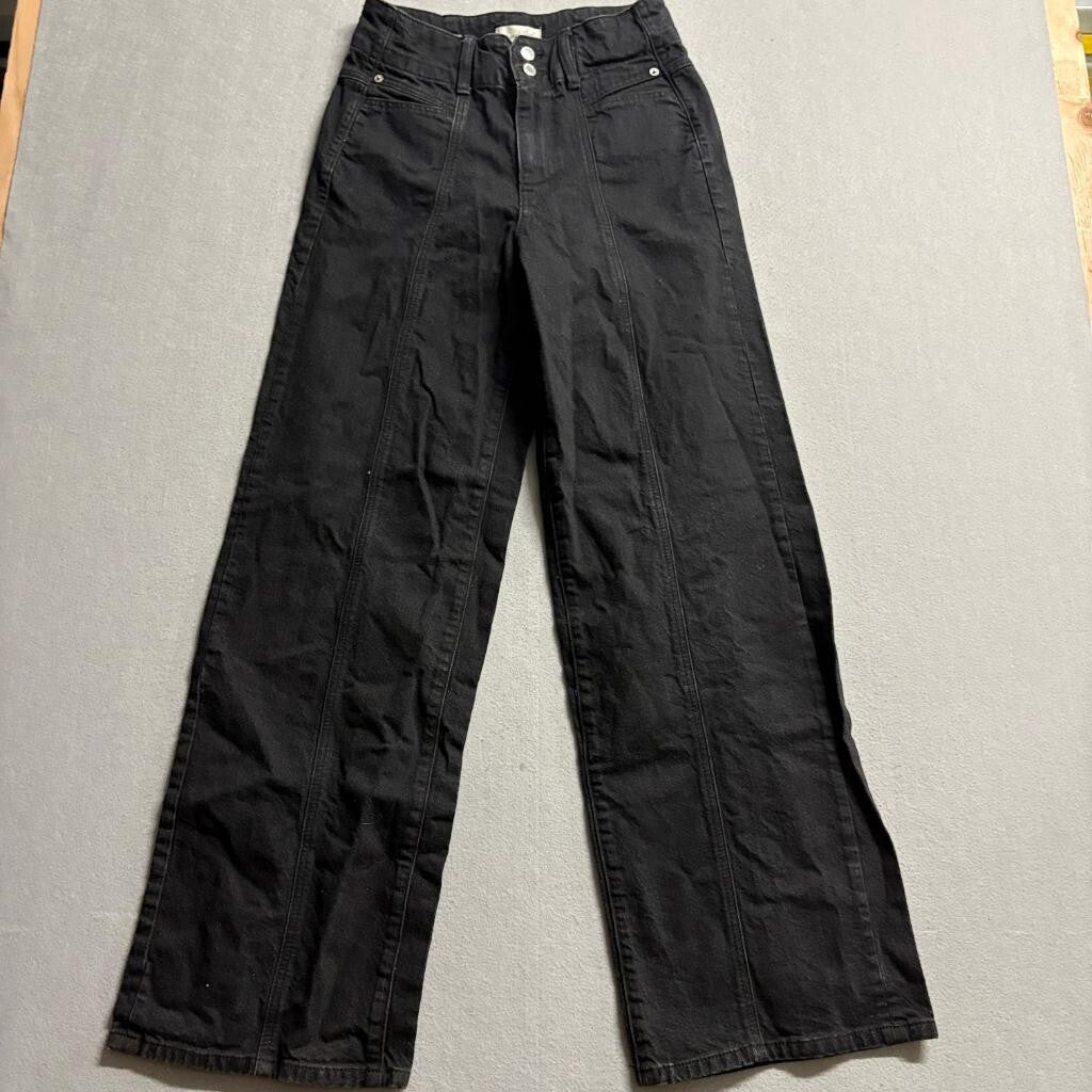 Universal Thread High Rise Wide Leg Jeans Womens 6R Black Denim Stretch