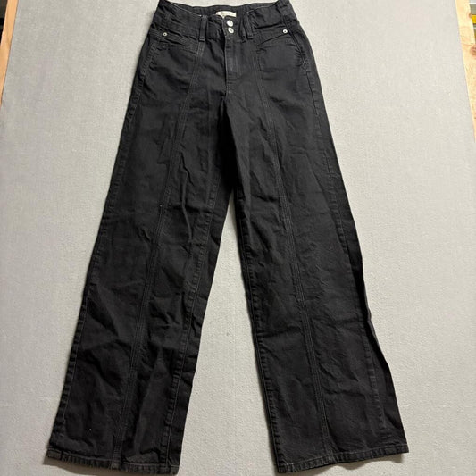Universal Thread High Rise Wide Leg Jeans Womens 6R Black Denim Stretch