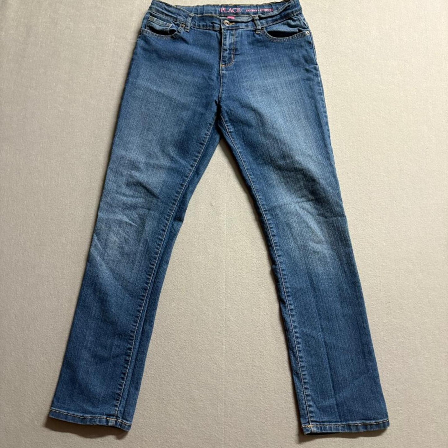 The Childrens Place Girls Skinny Jeans Size 16 Blue Denim Stretch Adjustable