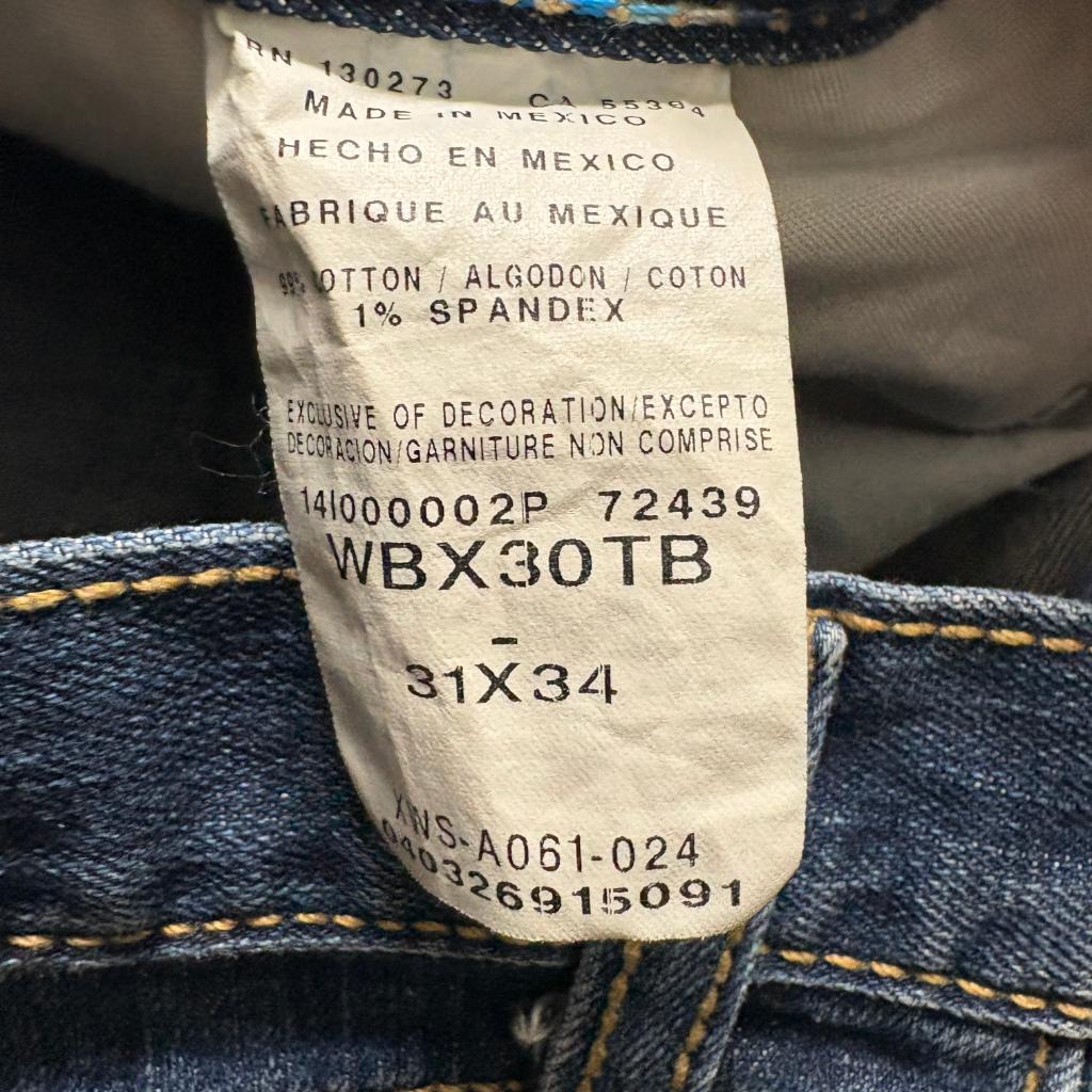 Wrangler Rock 47 Boyfriend Fit Jeans Mens 31x34 Blue Denim Stretch WBX30TB