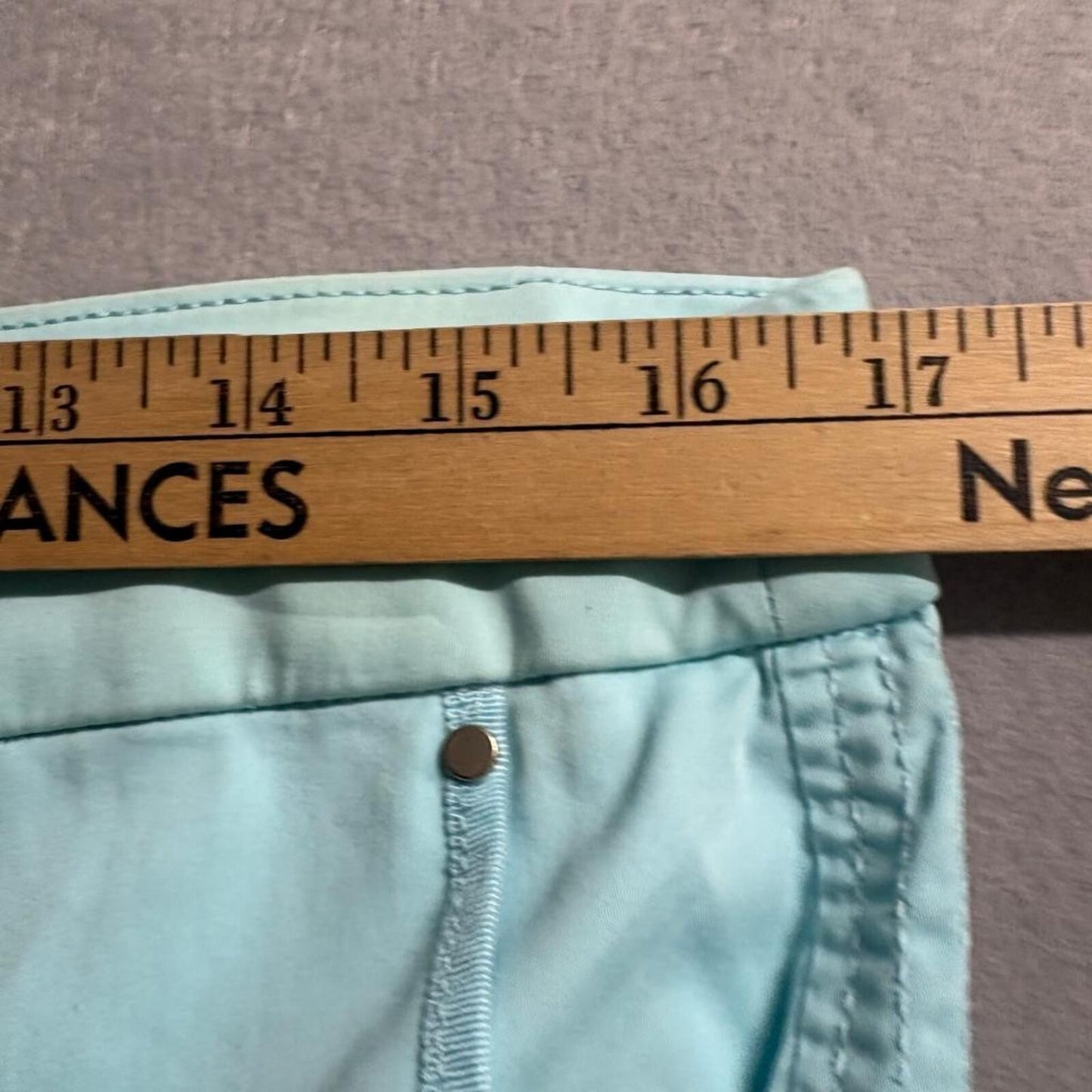Chico's Crop Utility Cargo Pants Womens Size 1 Aqua Blue Stretch Cotton Blend