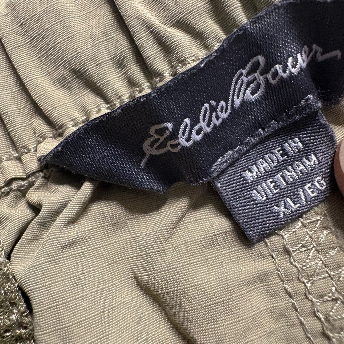 Eddie Bauer Shorts Mens XL Green Nylon Belted Hiking Cargo Outdoor Ripstop