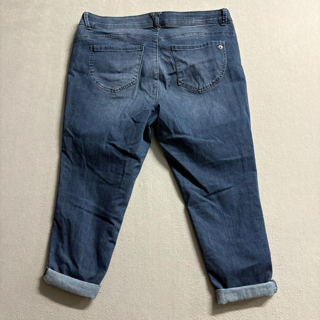Democracy Ab Technology Crop Jeans Womens 16W Blue Denim Stretch Rolled Cuff