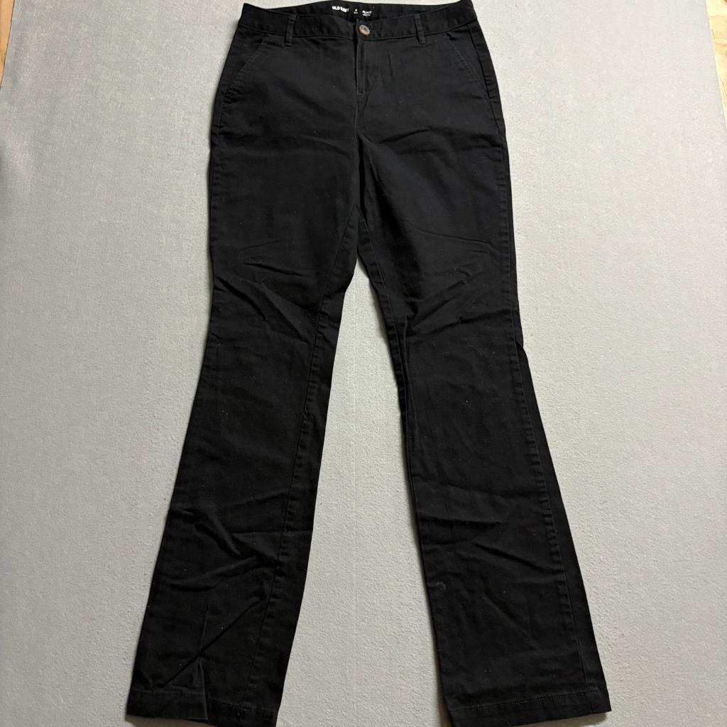 Old Navy Pixie Flare Pants Womens 6 Tall Black Stretch Cotton Blend Chino