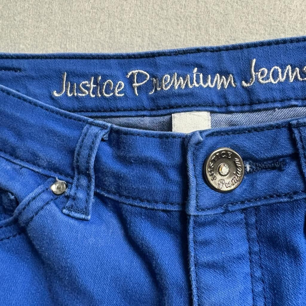 Justice Premium Jeans Girls Size 14R Blue Skinny Stretch Denim Pants