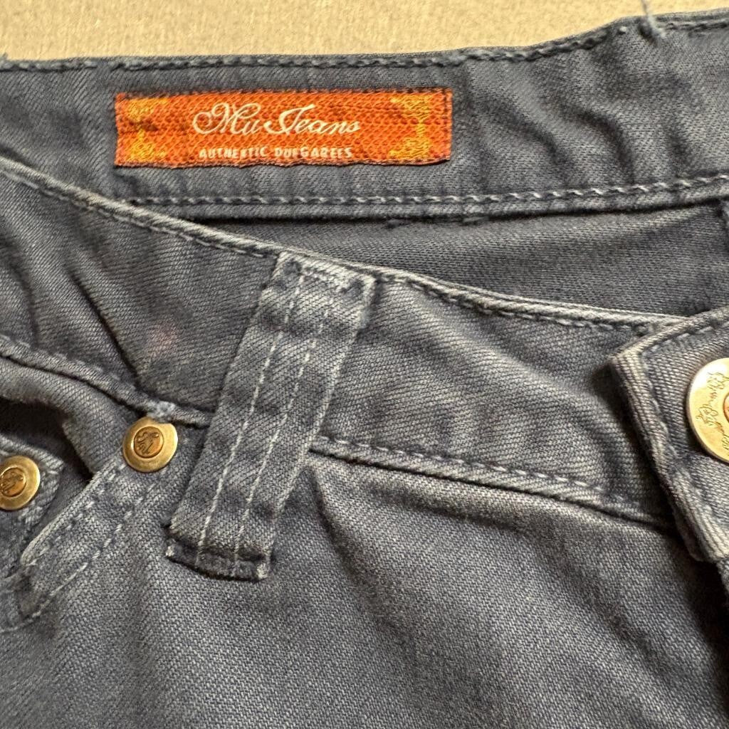 Miu Jeans Authentic Dungarees Womens 32 Blue Denim Wide Leg Pants Mid Rise