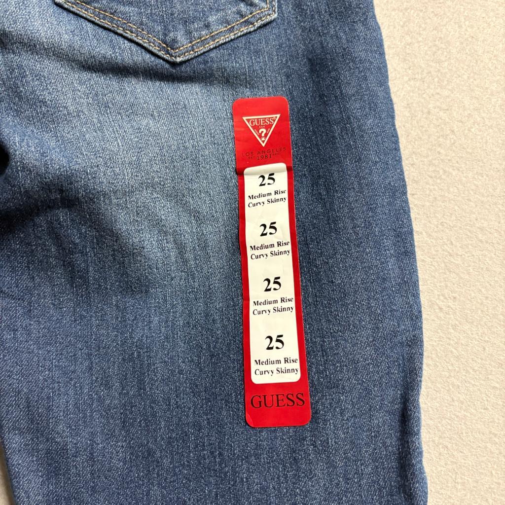 Guess Sienna Curvy Fit Skinny Jeans Womens Size 25 Blue Denim Stretch NWT
