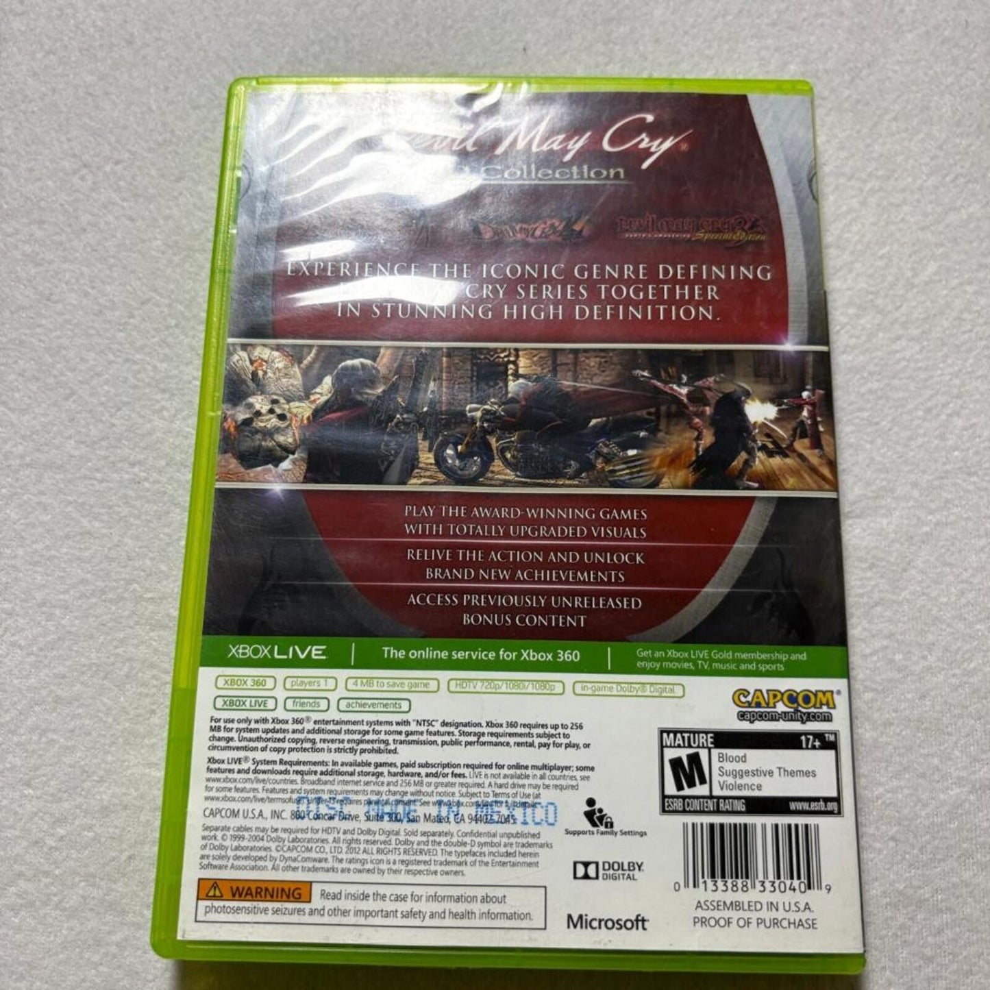 Devil May Cry HD Collection Xbox 360 Capcom Remastered Trilogy Game Disc Case