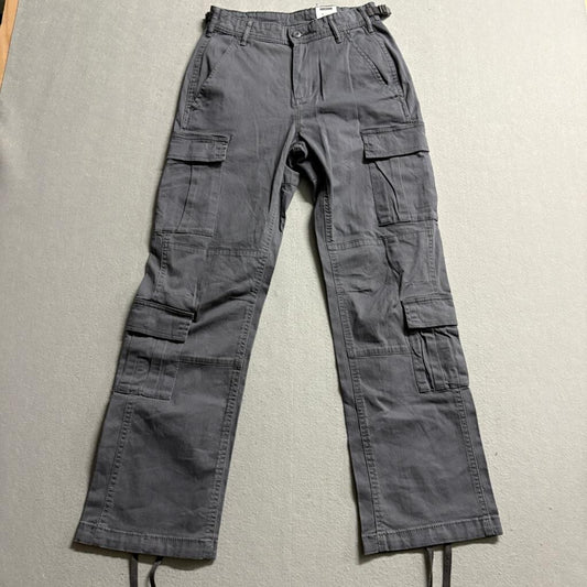 No Boundaries Womens Cargo Pants 26x30 Grey Tapered Leg Stretch Utility New