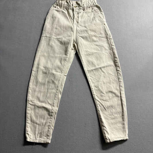 Zara Denim Collection Paperbag Jeans Womens EUR 32 USA 0 Cream Off White Cotton