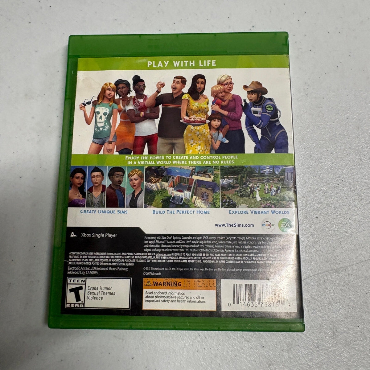 The Sims 4 Xbox One Game Complete Disc Artwork Case CIB Maxis Electronic Arts
