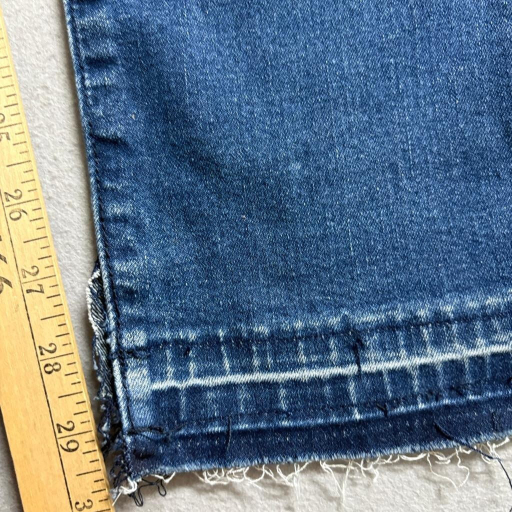 Indigo Wisdom Jeans Womens 34x30 Blue Denim Raw Hem Split Cuff Stretch Straight