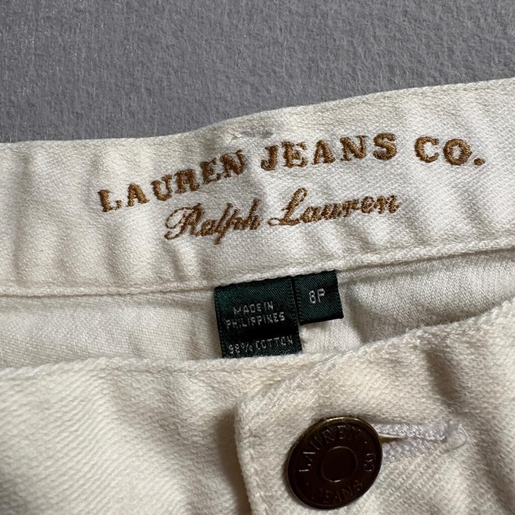 Lauren Jeans Co Ralph Lauren White Denim Pants Womens Size 8P Straight Leg