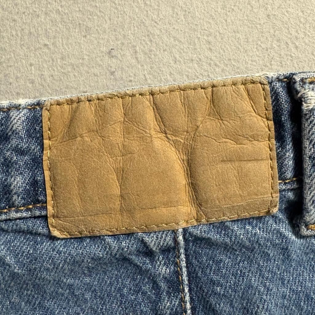 Cotton On Relaxed Cargo Jeans Womens Size 28 Blue Denim Wide Leg High Rise Flaw