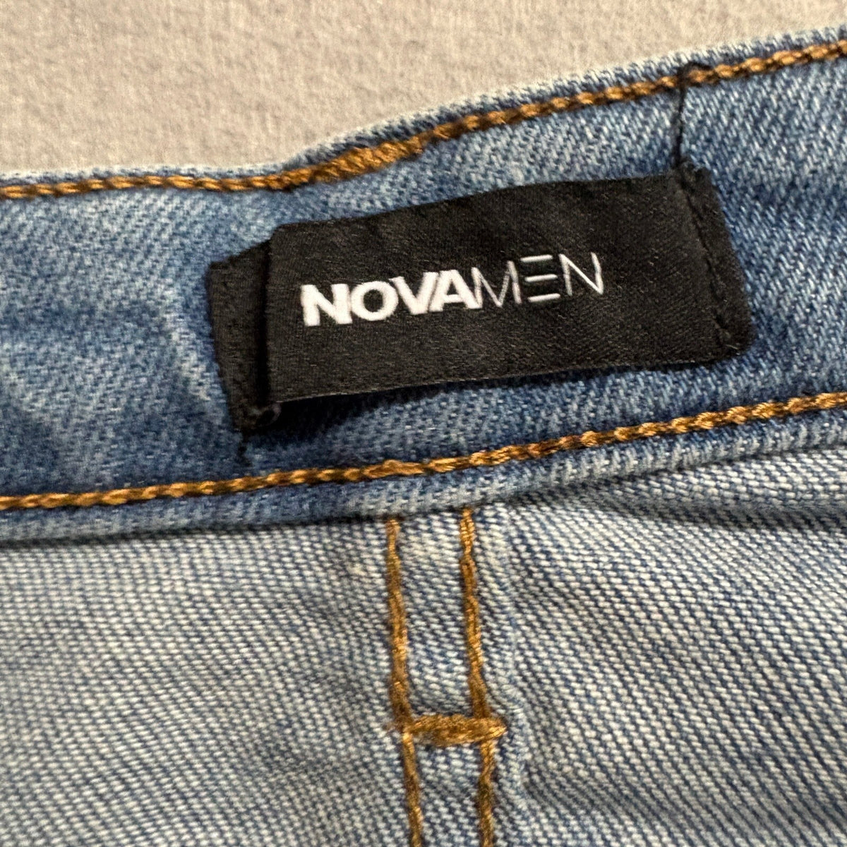 Fashion Nova Men Novamen Distressed Skinny Jeans Blue Denim Ankle Zip Size 32