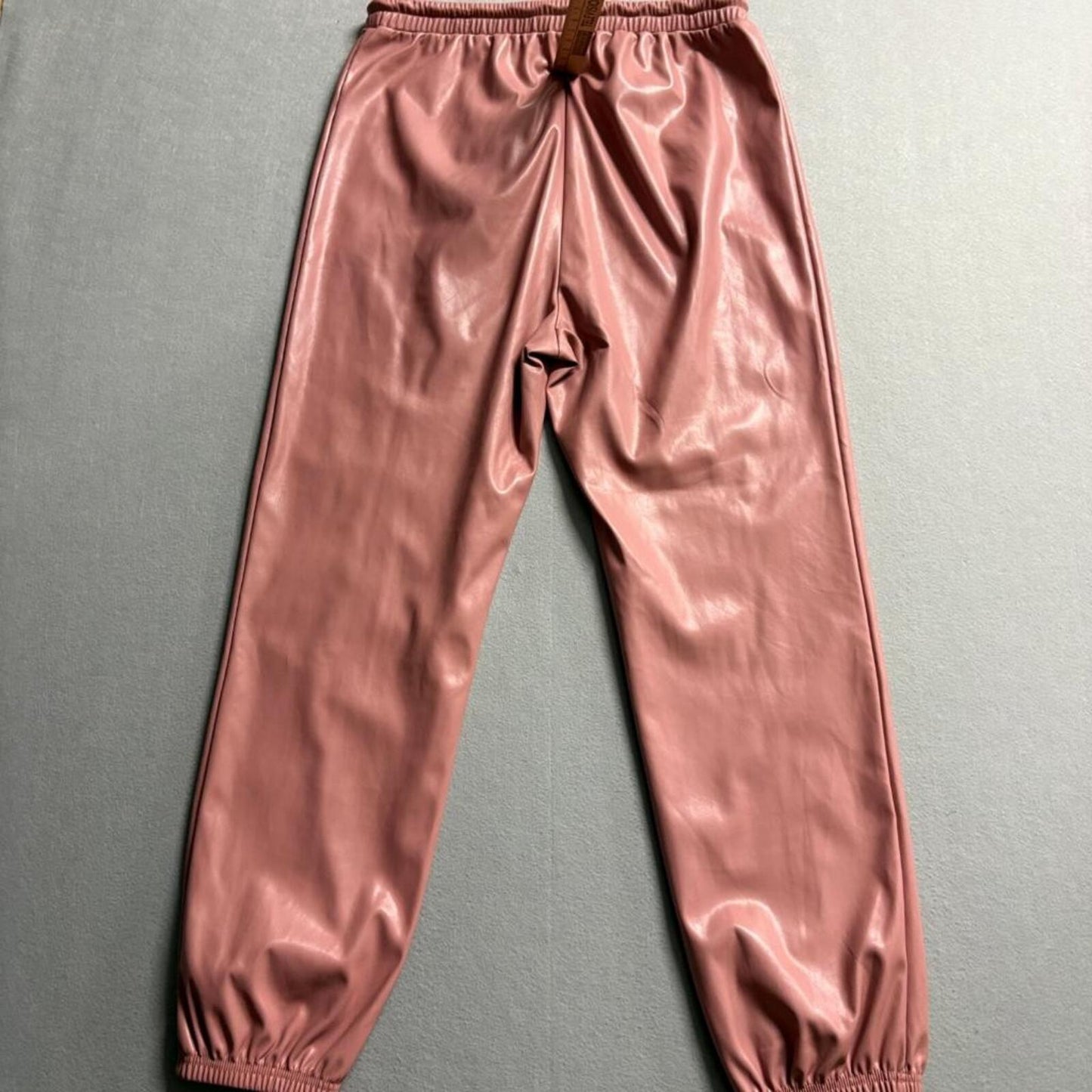 SHEIN Faux Leather Jogger Pants Womens Large Pink Elastic Waist Drawstring