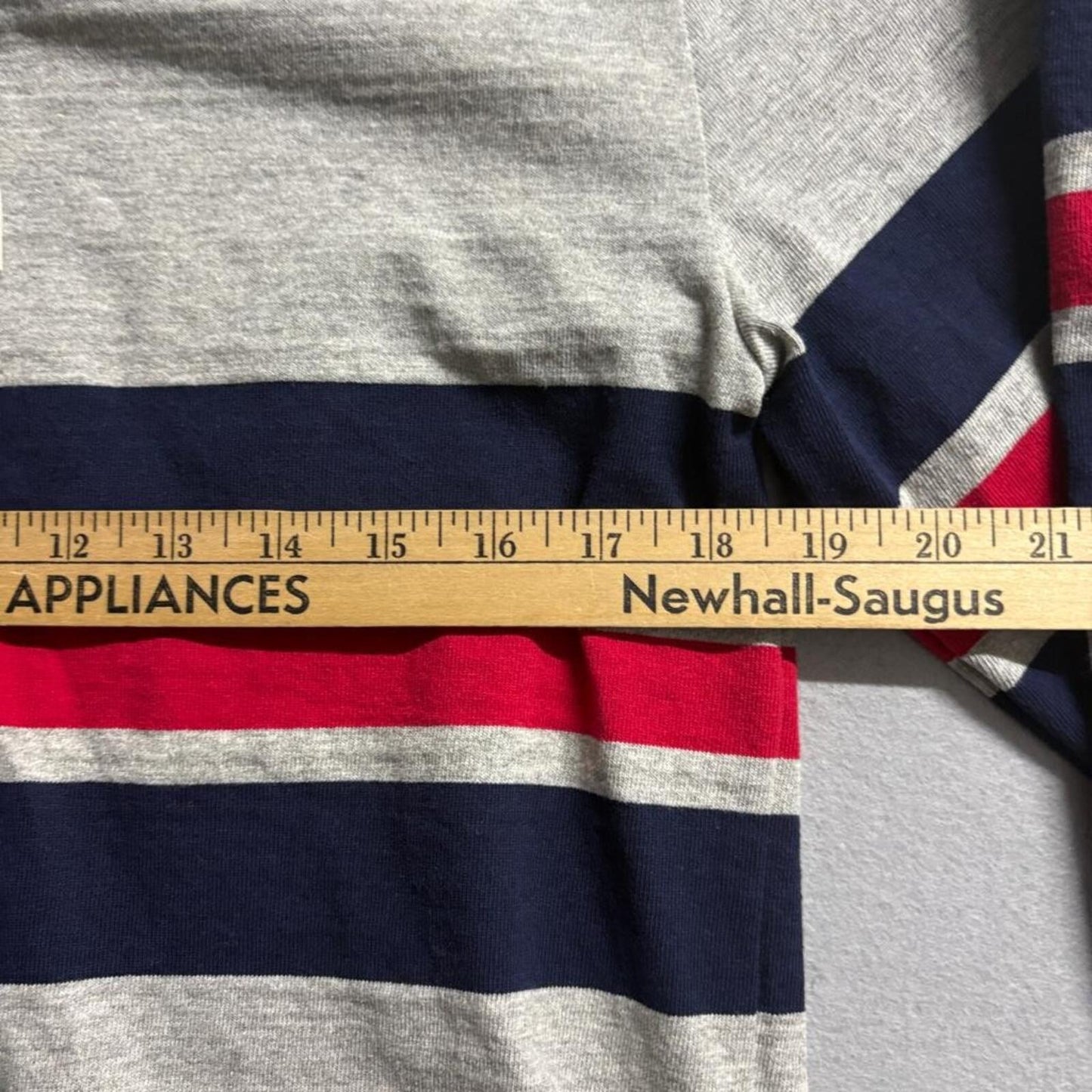 Noah NY Pitch Practice Top Polo Mens Medium Grey Striped Long Sleeve Rugby Shirt