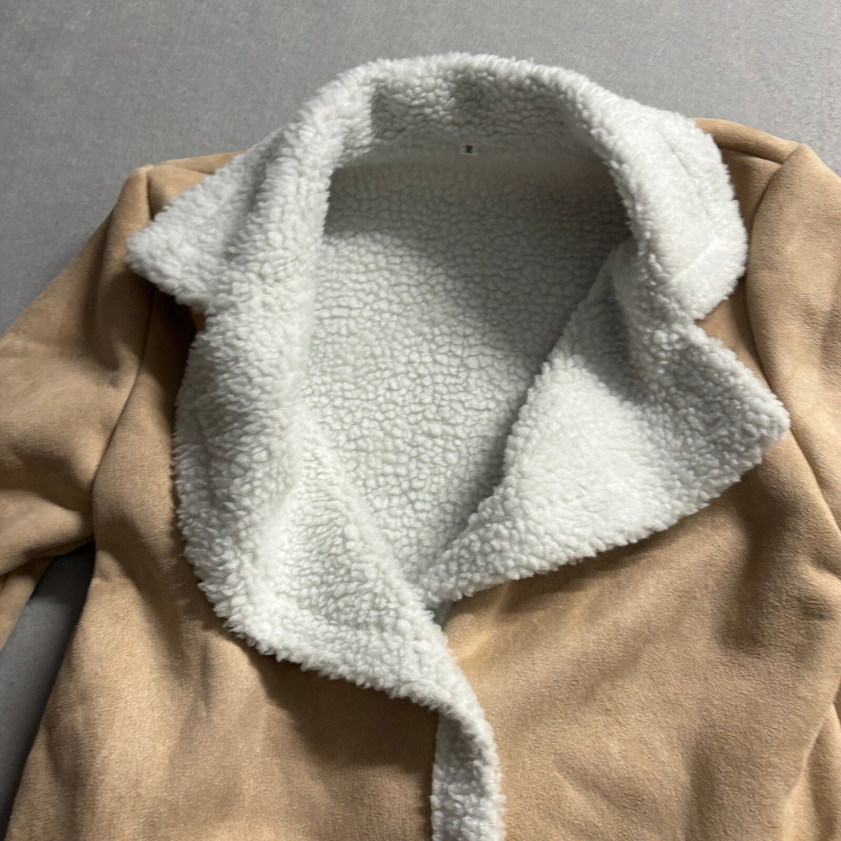 Unbranded Faux Suede Sherpa Lined Jacket Womens Medium Tan Camel Coat