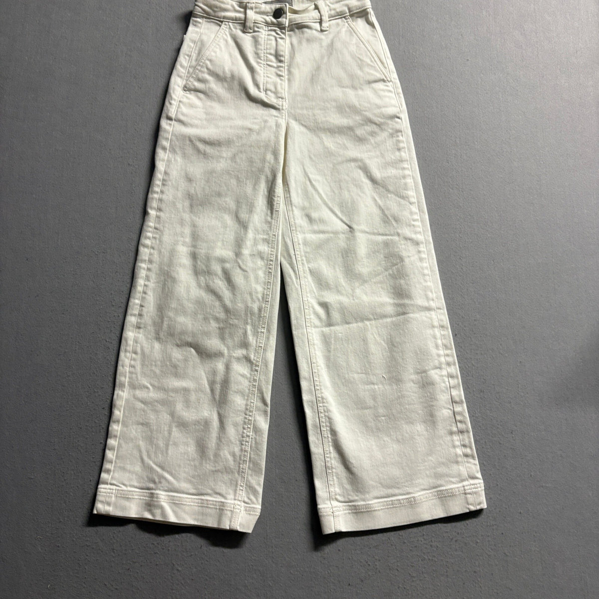 Everlane Wide Leg Crop Pants Jeans Womens Size 00 Off White Cream Stretch High