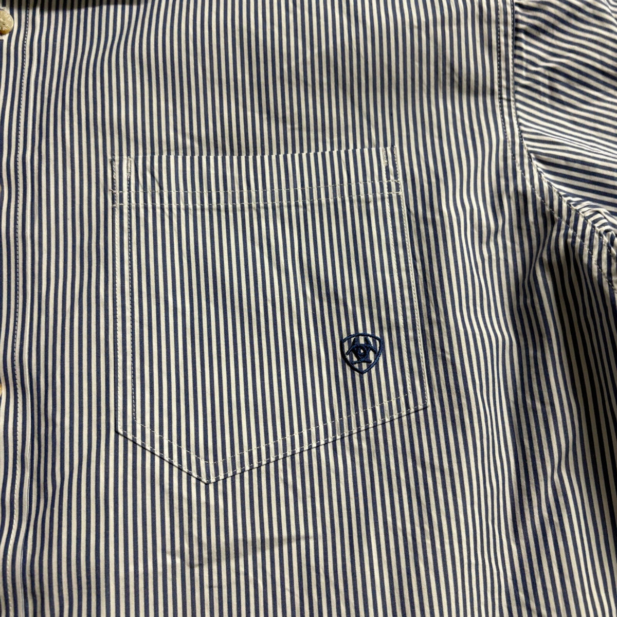 Ariat Pro Series Shirt Mens Large Blue White Striped Western Long Sleeve Button