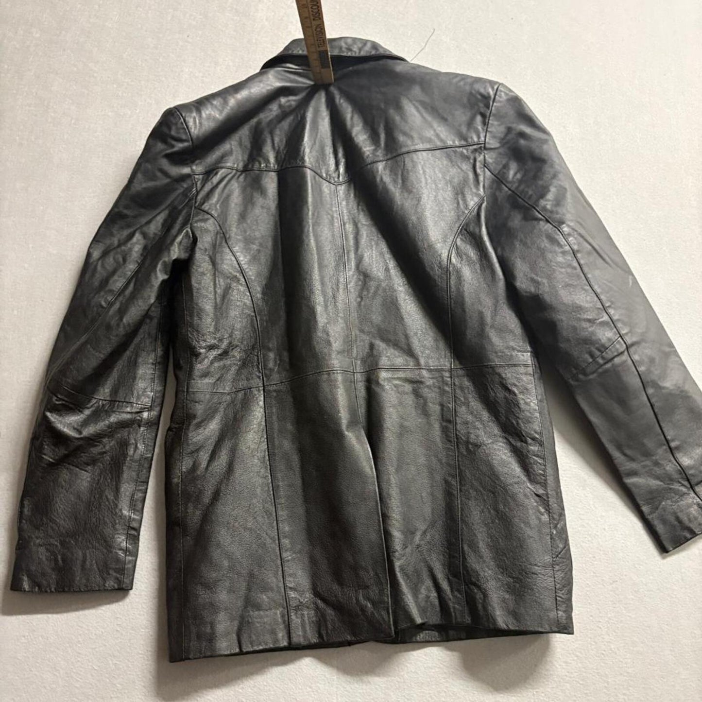 Ferugini Black Leather Blazer Jacket Womens Medium Vintage Western Two Button