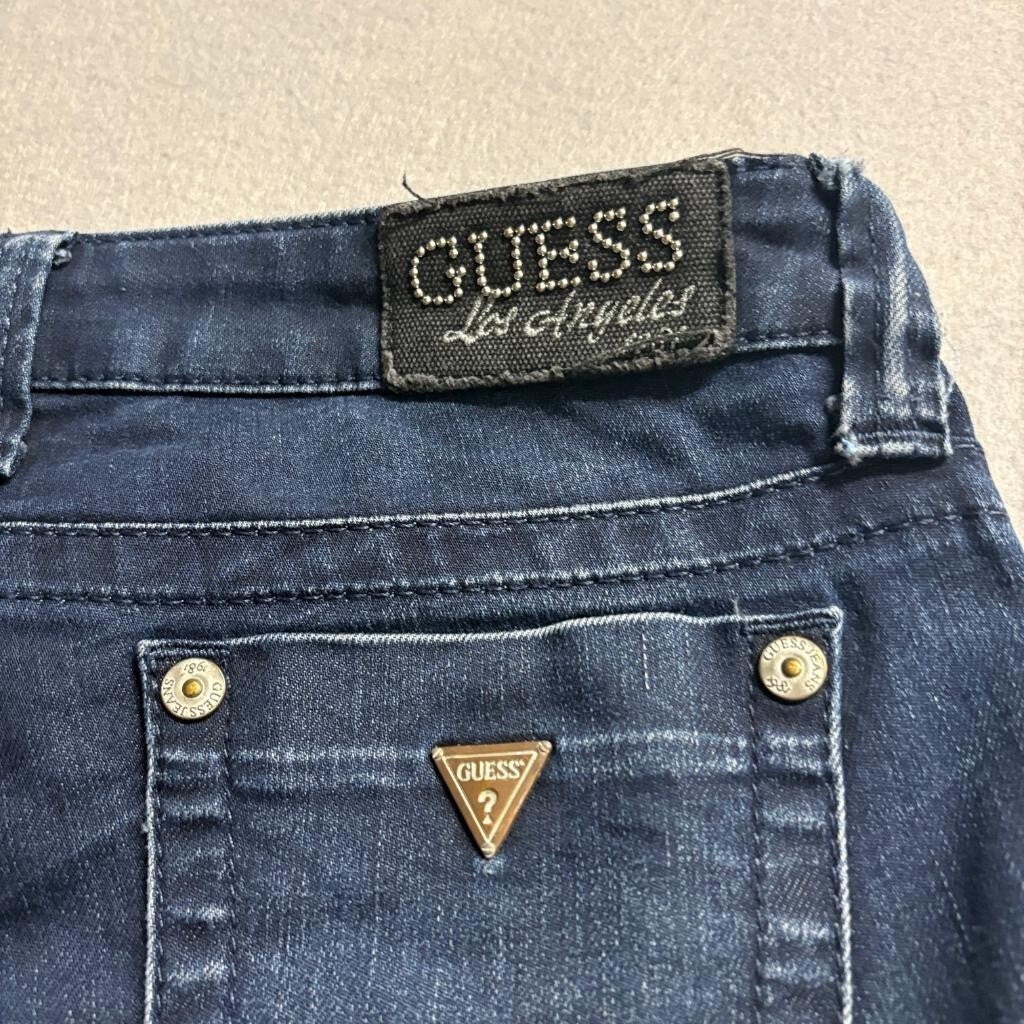 Guess Power Skinny Jeans Womens 26 Dark Wash Blue Denim Stretch Low Rise