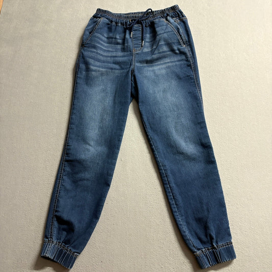Fashion Nova Denim Joggers Womens Small Blue Elastic Drawstring Waist Jeans