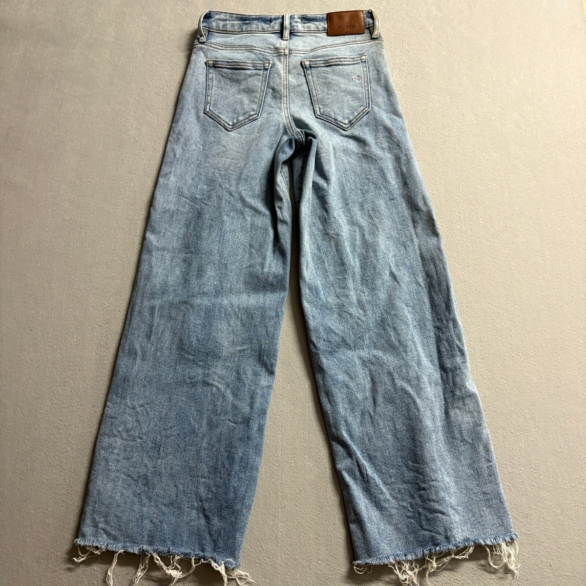 Hidden Los Angeles High Rise Wide Leg Jeans Womens Size 24 Distressed Raw Hem