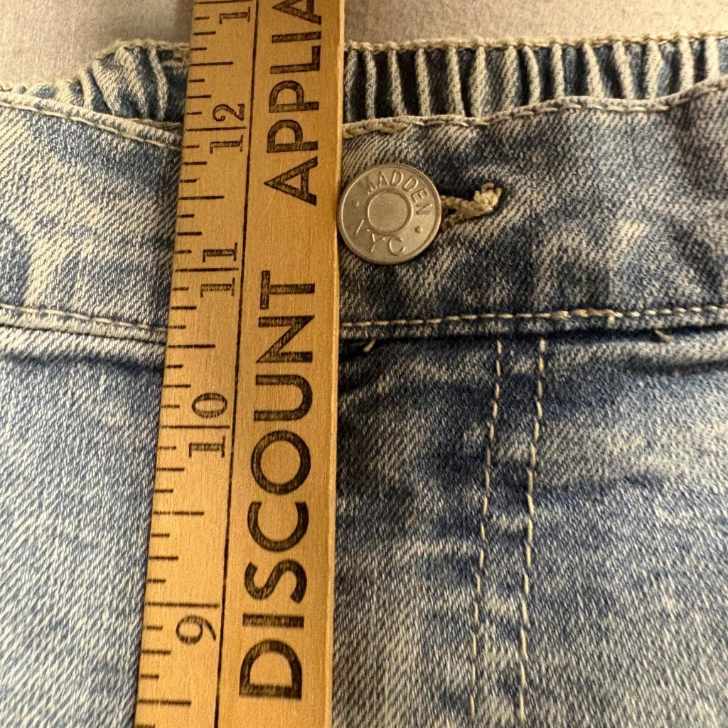 Madden NYC Womens XXL 20 Wide Leg Cargo Jeans Rhinestone High Rise Light Wash