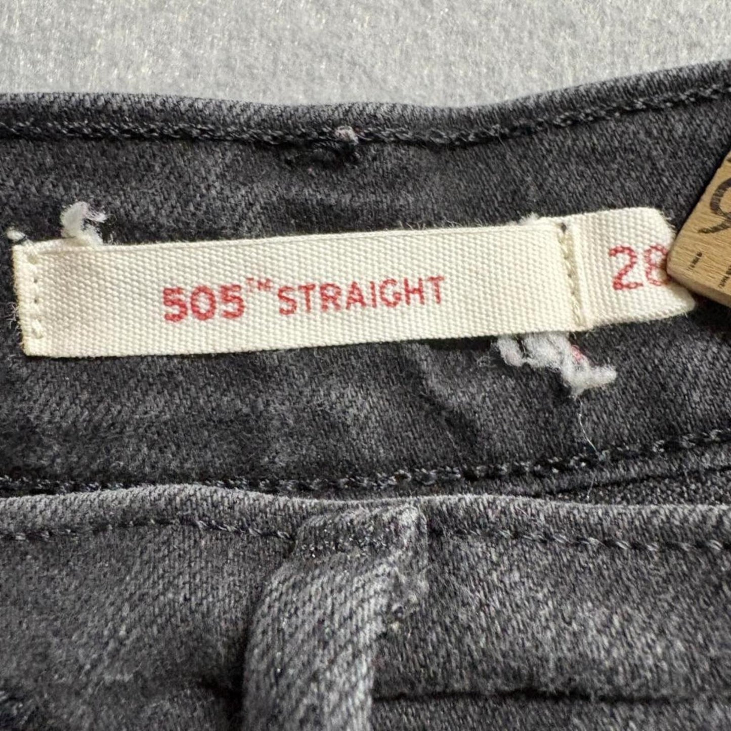 Levi's 505 Straight Leg Jeans Womens Size 28 Black Denim Stretch Mid Rise 29x26